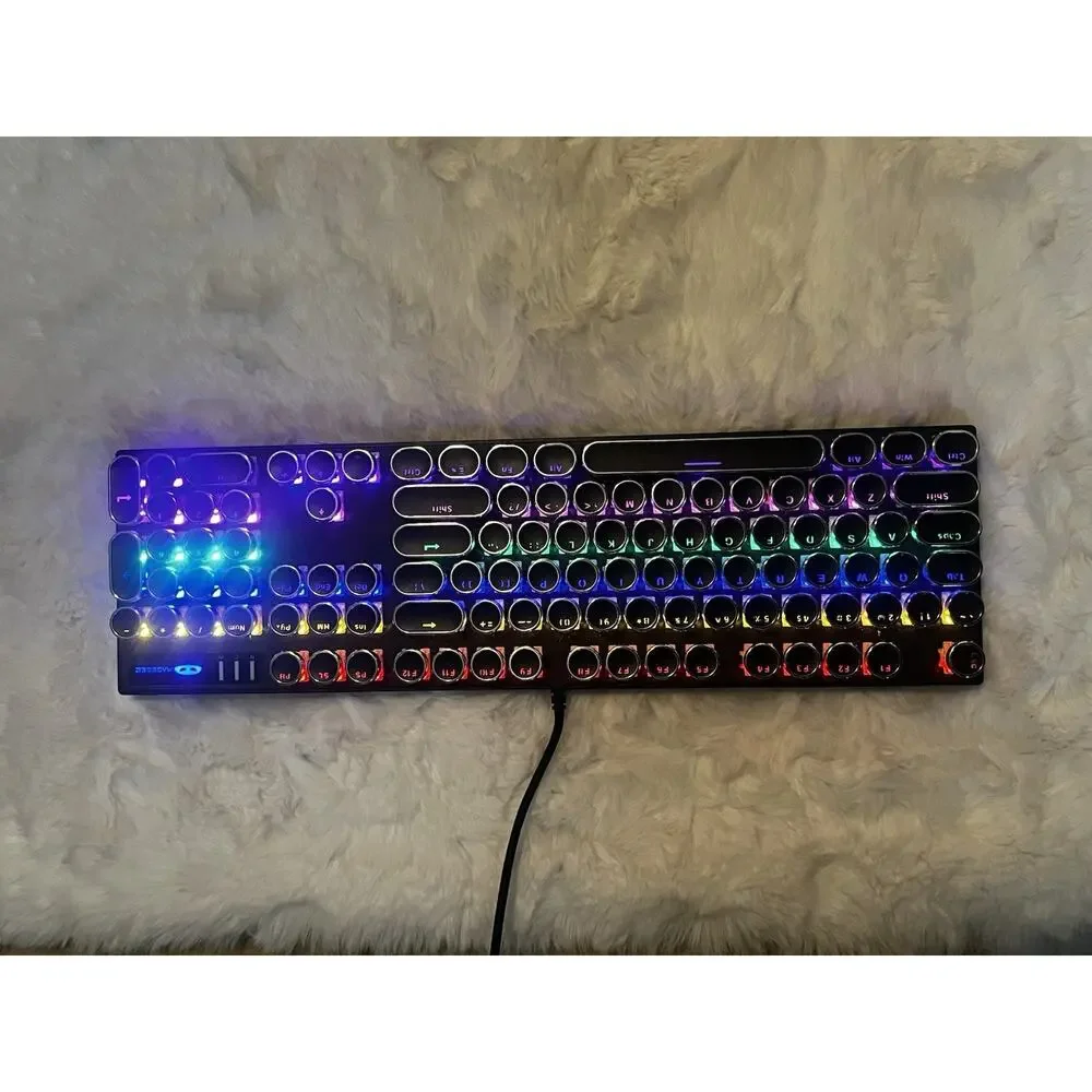 MAGEGEE Gaming Wired RGB Keyboard and Mouse Bundle, Black, Round Keycaps